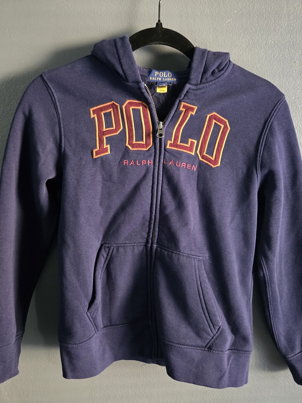 Polo by Ralph Lauren Boys Navy Full Zip Cotton Blend Hoodie Preppy Classic 10/12